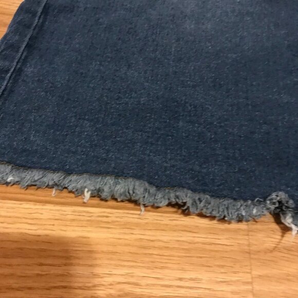 Allegra Denim Midi Skirt Size Large With Frayed Hem & Snap Button Detail - Picture 5 of 14